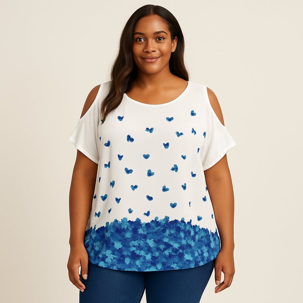 In Every Story Floral Print Blouse - White Short Sleeve - 2X